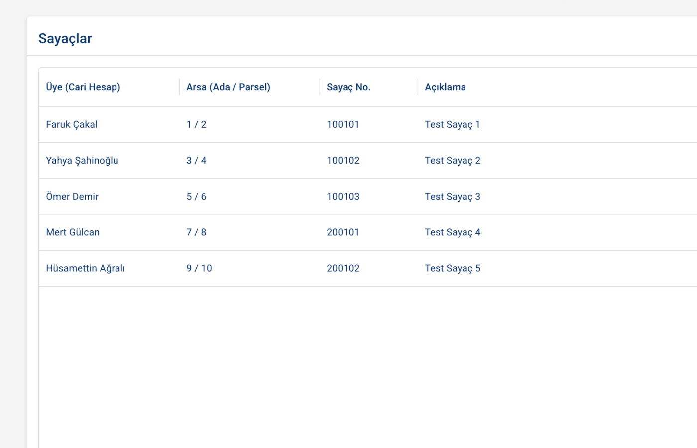 Arsa ve Sayaç Takibi ekran görüntüsü