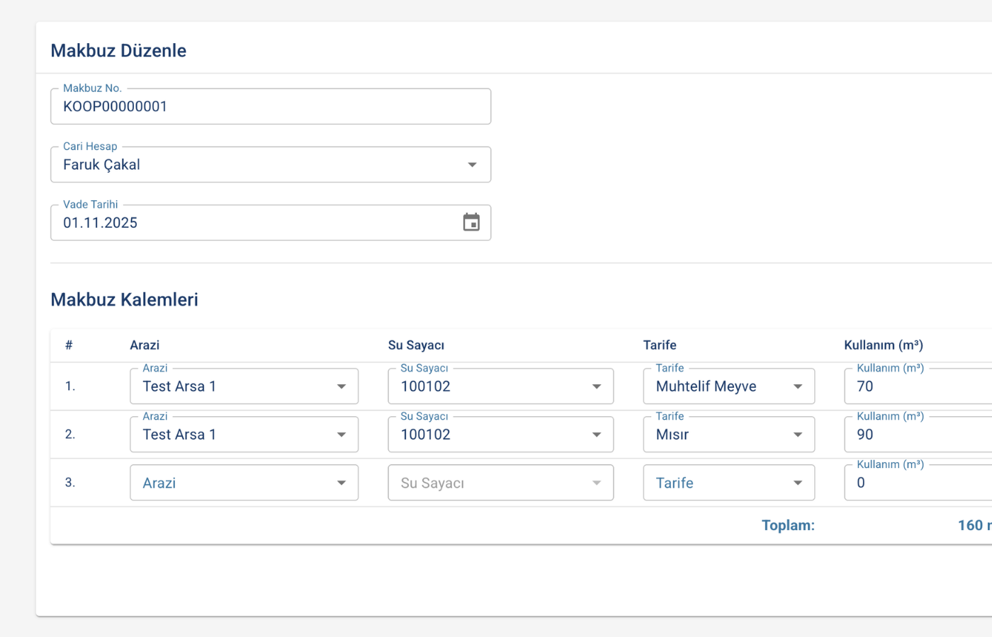 Makbuz Düzenleme ekran görüntüsü